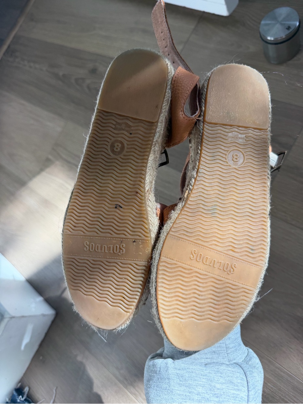 Soludos Tan Leather Espadrille Sandals with Ankle Strap - Picture 3 of 3